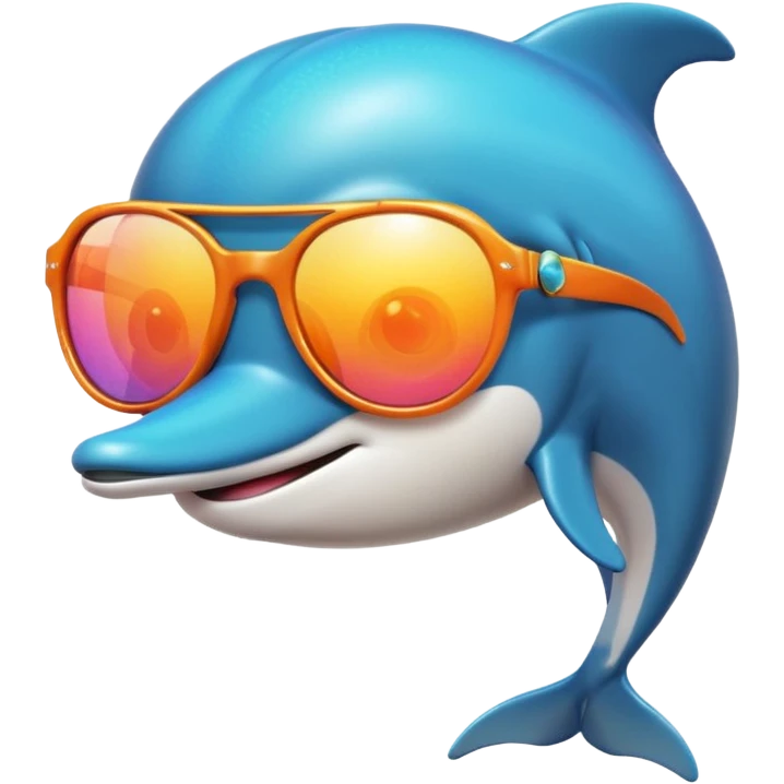 dolphin with 70s disco sunglasses emoji