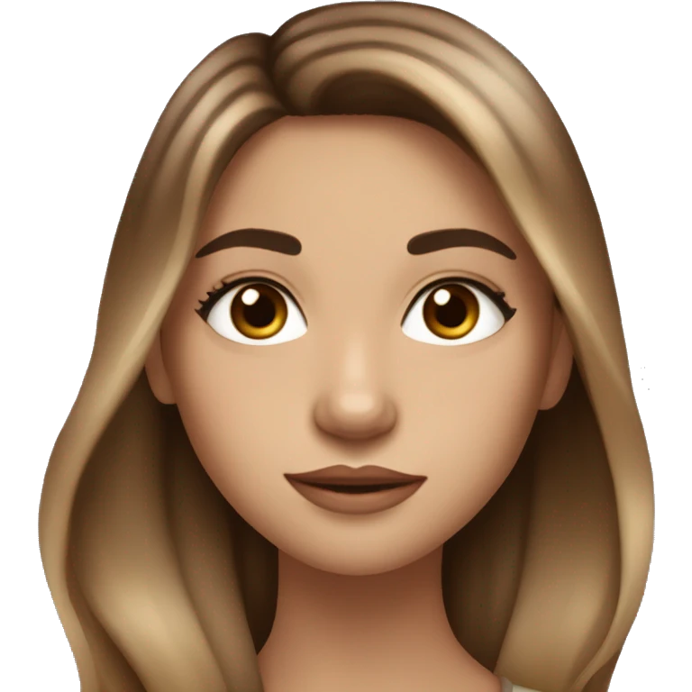 Girl with long ombré brown hair, fair skin, big almond shaped hazel eyes and long eyelashes  emoji