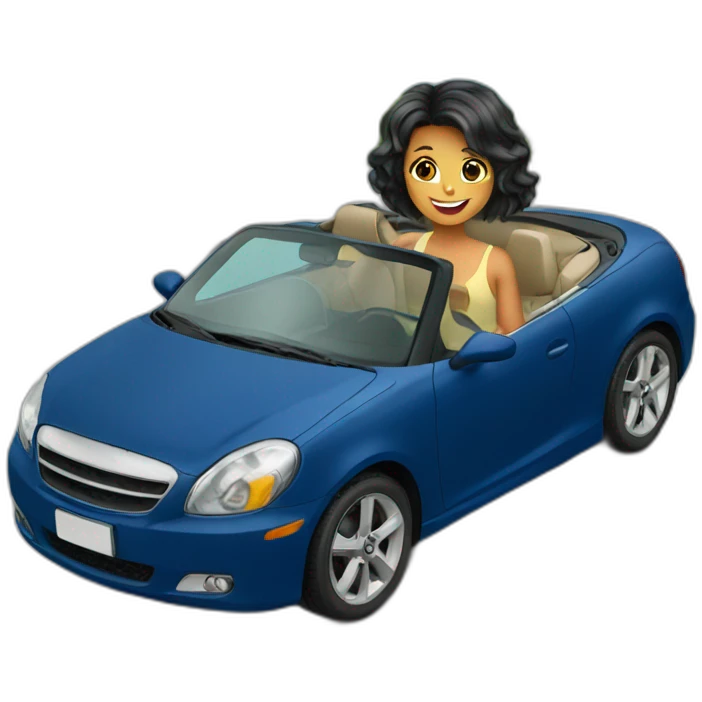 girl in cabrio, car, happy emoji