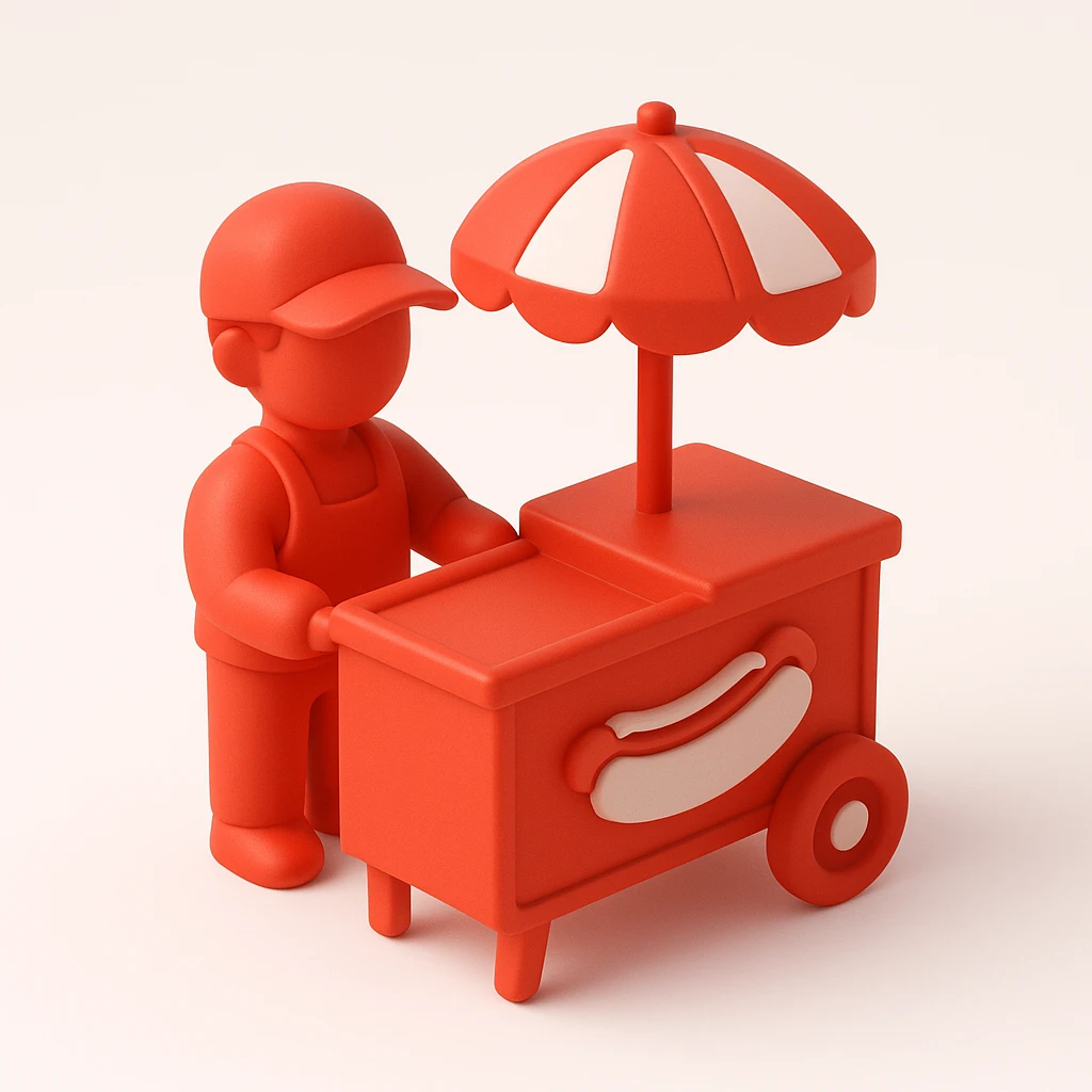 hotdog seller in New York with cart emoji