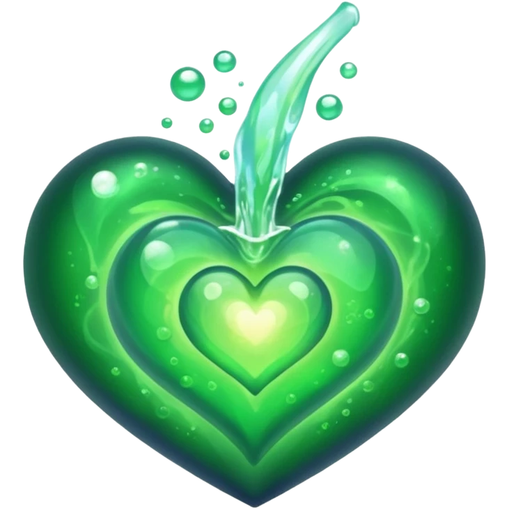 green potion and heart effect emoji
