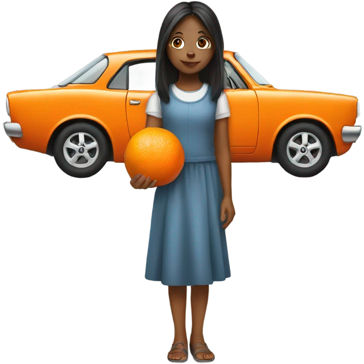 Girl holding an orange car emoji