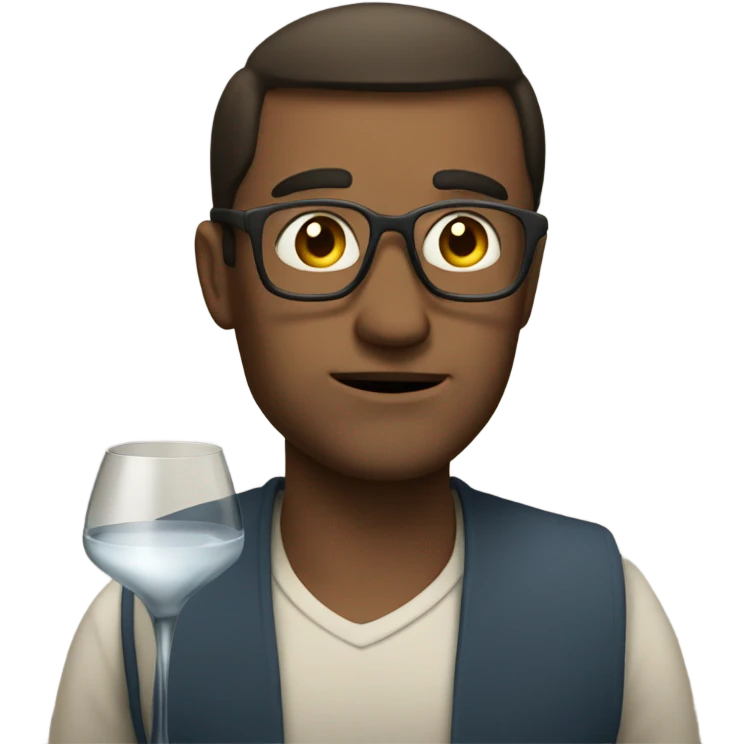 Guy holding glass emoji