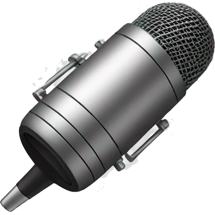 An emote featuring a stylized microphone with musical notes around it.  emoji