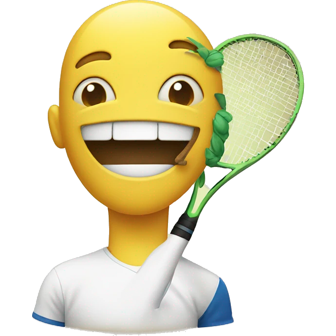 happy emoji wth tennis racket emoji