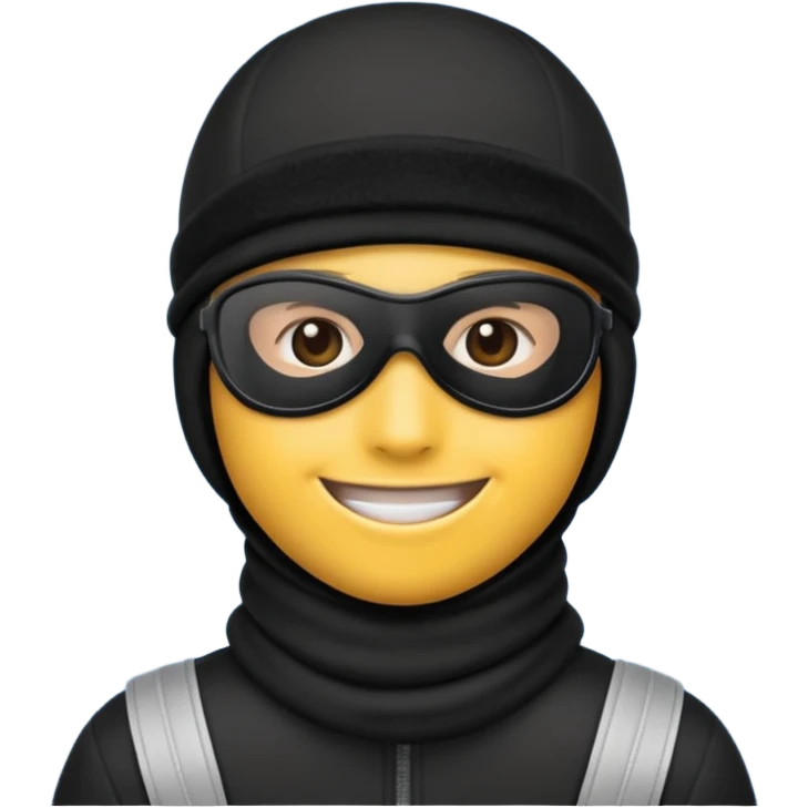 Create an emoji wearing a black ski mask emoji