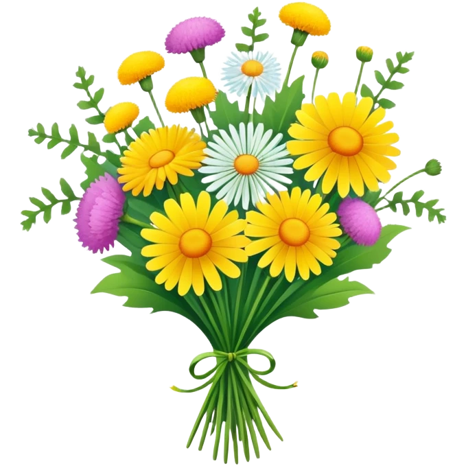 bouquet with bungan and dandelions emoji
