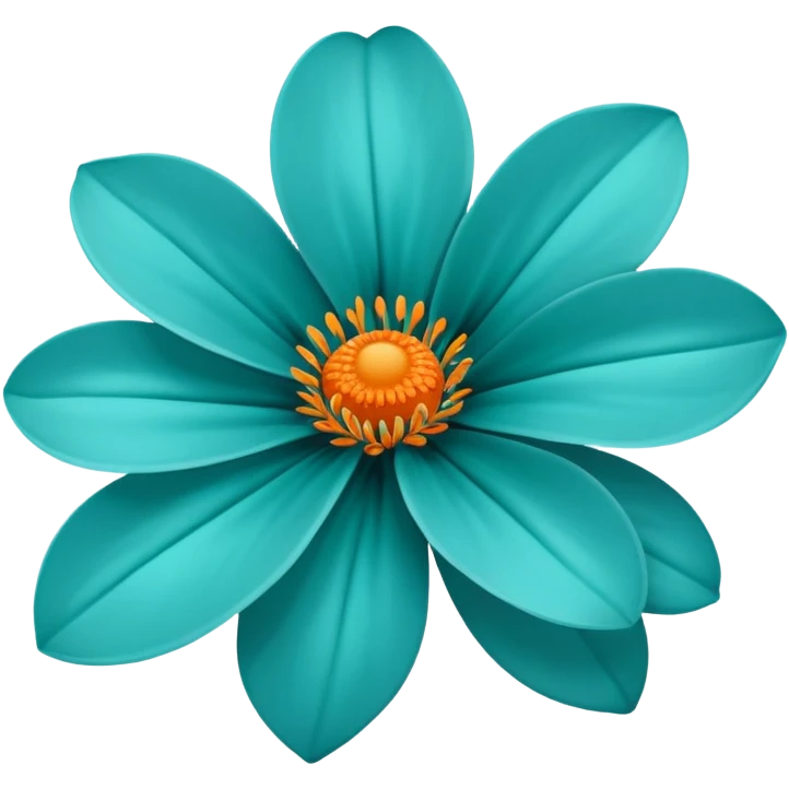 flower with teal petals and orange center emoji