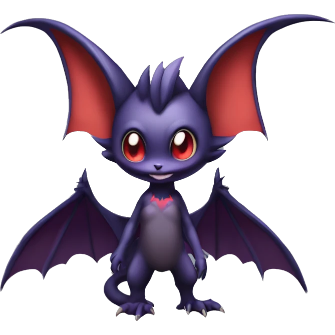  Anthro Kawaii Edgy Cool Vampiric Demonic Beautiful Noivern-Noibat-Litten with big Bat Ears full body emoji