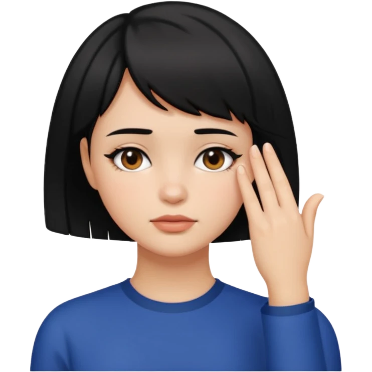 Girl with black hair and short hair  like boy hair who put her hand on her face like 🤦🏻‍♀️ emoji
