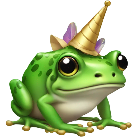 Green frog with unicorn horn and wings emoji