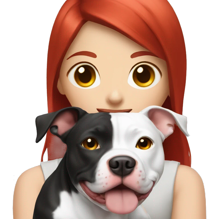 Black and white pitbull with red head girl owner emoji