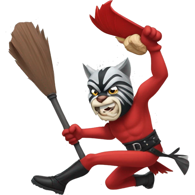 Cartoon Cardinal pummeling cartoon wildcat emoji