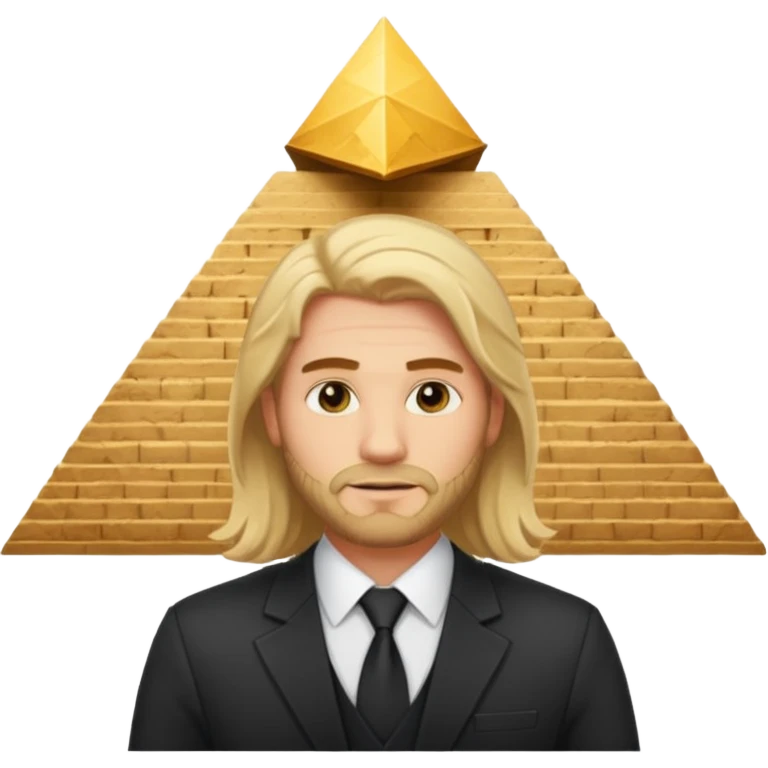 male blond long hair agent with short beard in egypt with pyramid. bit more fat emoji