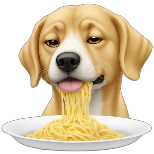 Un chien qui mange des pâtes a la carbonara emoji