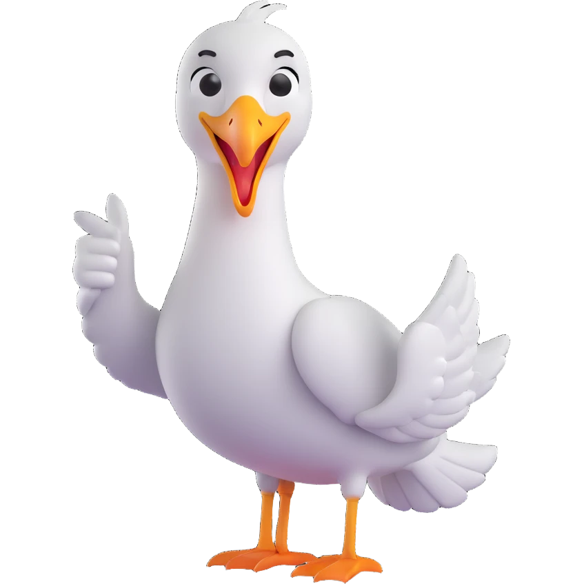 seagull giving a thumbs up and winking emoji