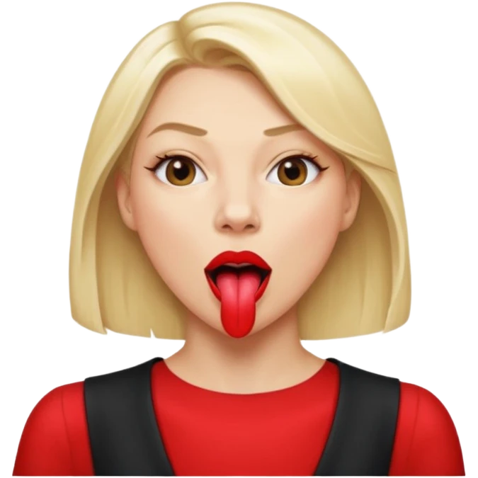Woman head, blonde, slim, mouth wide open, tongue out, throat showing
 emoji