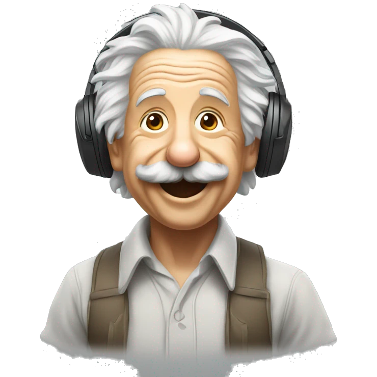 albert einstein happy, headphones and running emoji