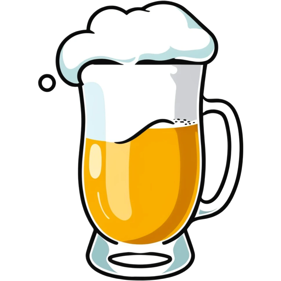 A refreshing glass of cold beer with bubbles and foam emoji
