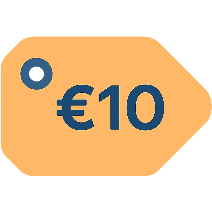 price tag with €10, bold and modern style emoji
