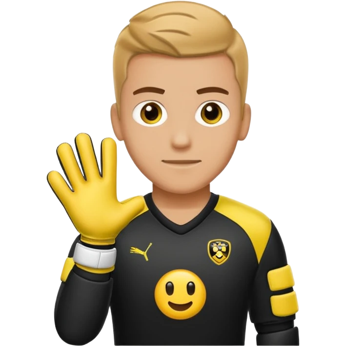 Football goalkeeper gloves with man goalkeeper and small emoji emoji