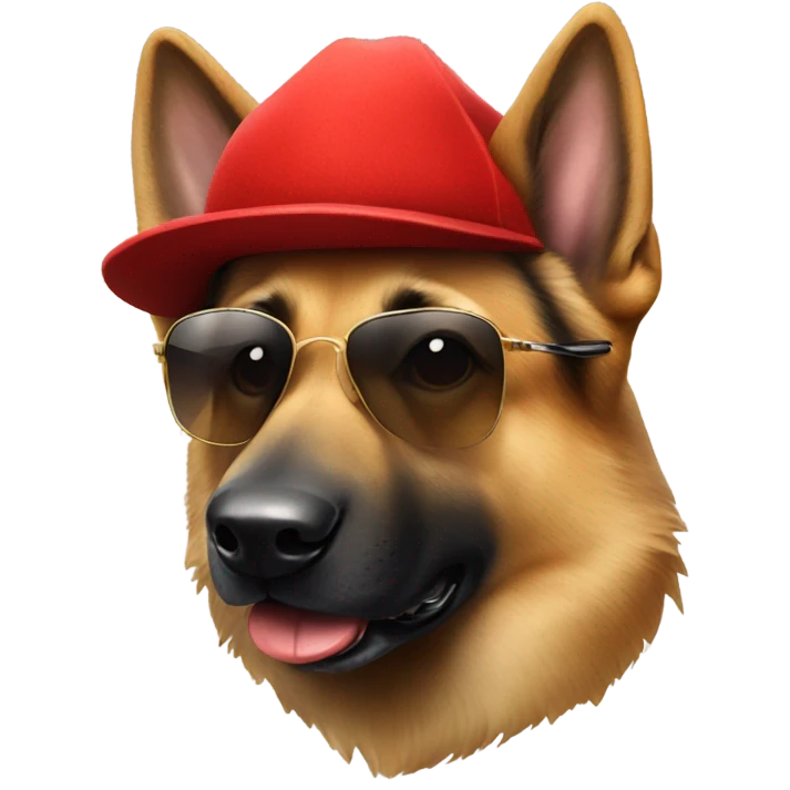 German shepherd sunglasses and red hat  emoji