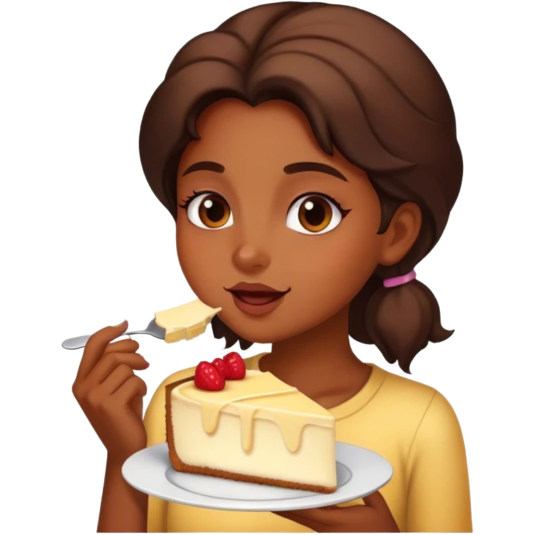 Girl eating cheesecake emoji