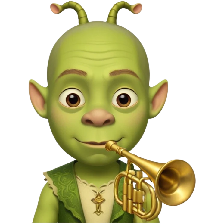 shrek sans cheveux et deux petites oreilles en forme de trompettes une sur chaque cote de son crane emoji