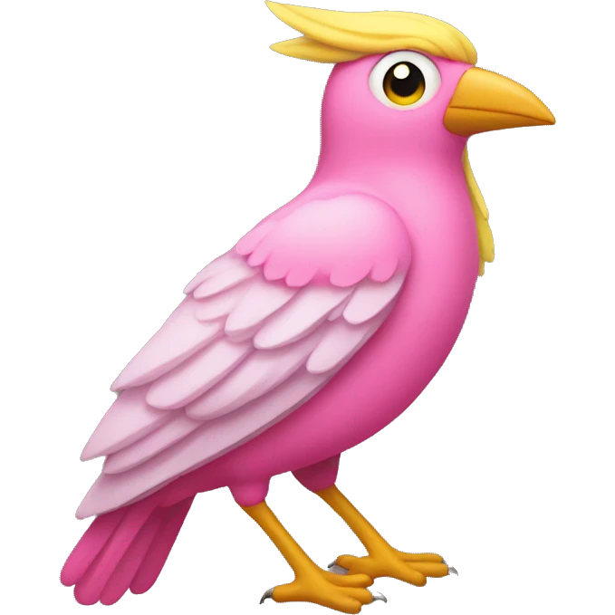 pink bird mom with a yellow beak and wings emoji