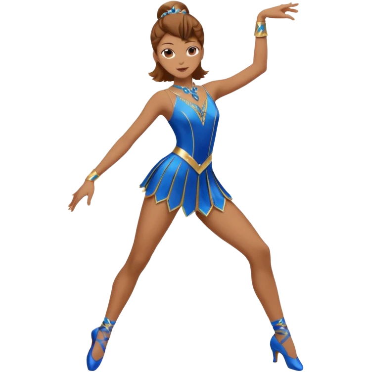 blue jazz style dance costume on light brown hair full body emoji