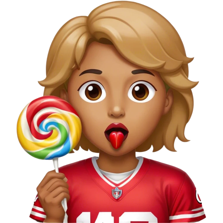 Gay pride 49ers fan licking rainbow lollipop emoji