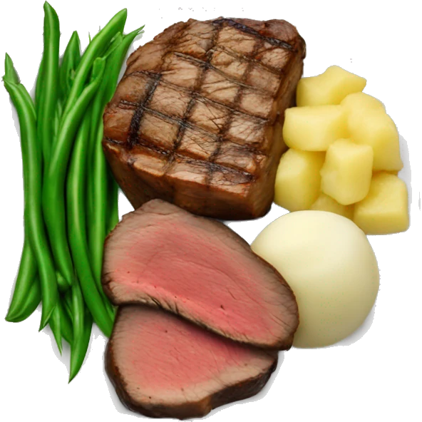 Steak mash potatoes and green bean dinner  emoji