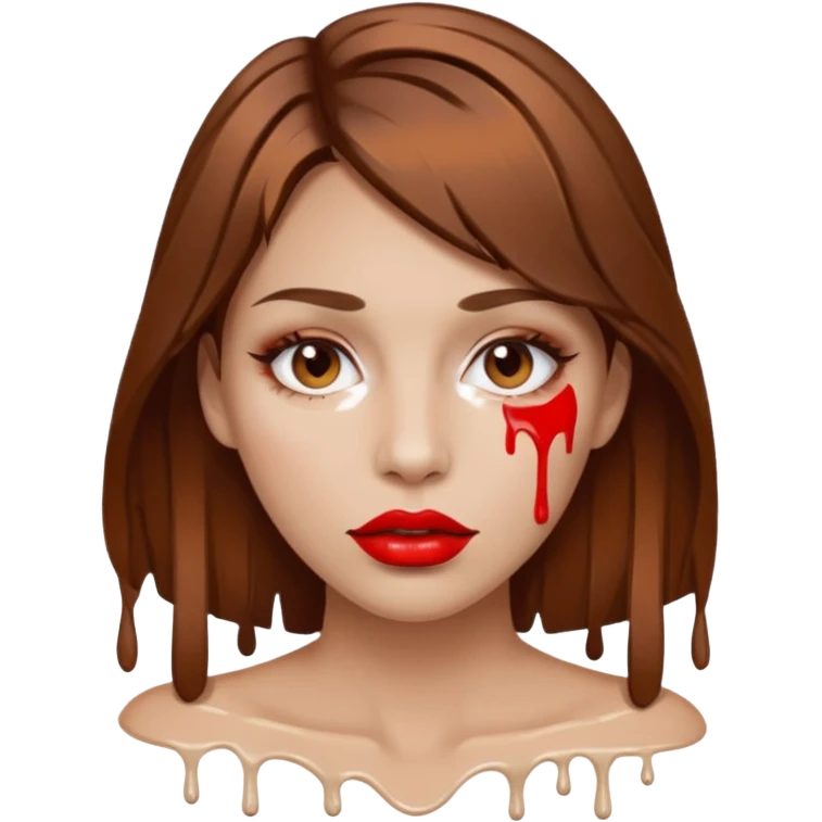 Brown Hair, Woman, white paint drip, face, hot, Sexy, lips emoji