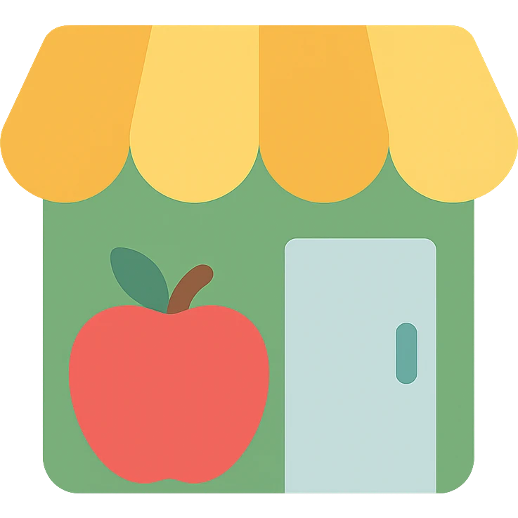 grocery store icon, clean and modern, simple shapes, suitable for app icon emoji