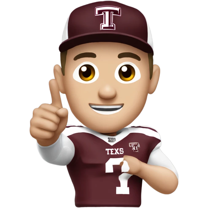 Johnny manziel in a Texas a&m maroon uniform holding up one thumb  emoji