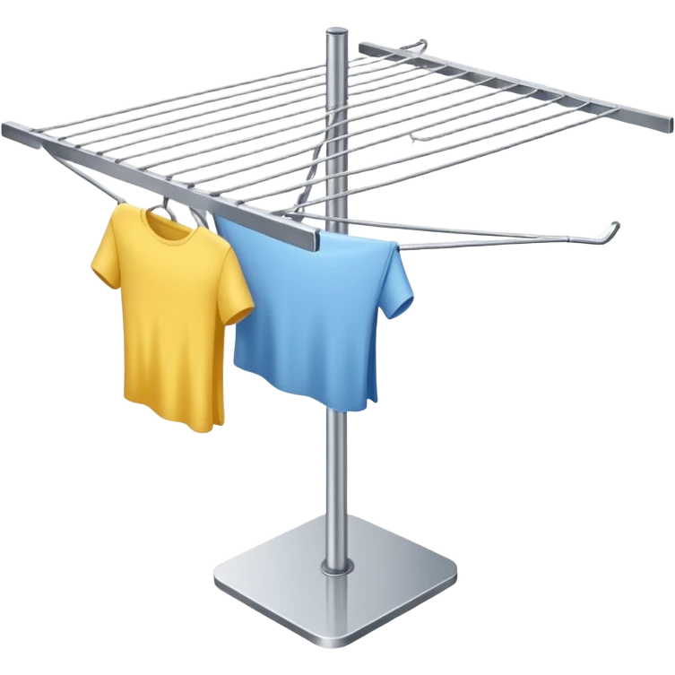 Clothes Drying Rack with a single central steel post, and fanning-out clotheslines at the top emoji