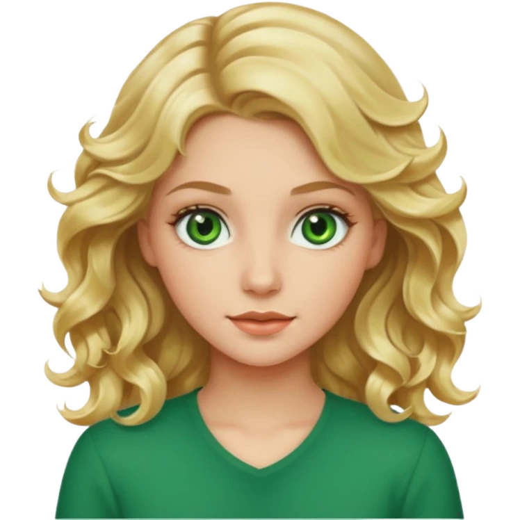 Chica guapa rubia de pelo ondulado y ojos verdes  emoji