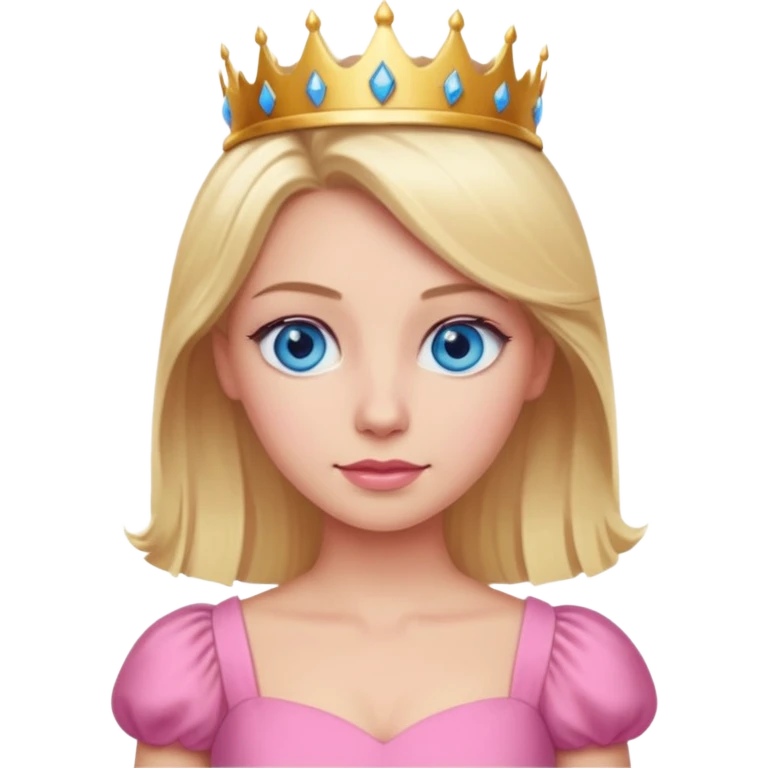 blonde queen blue eyes, pink dress emoji