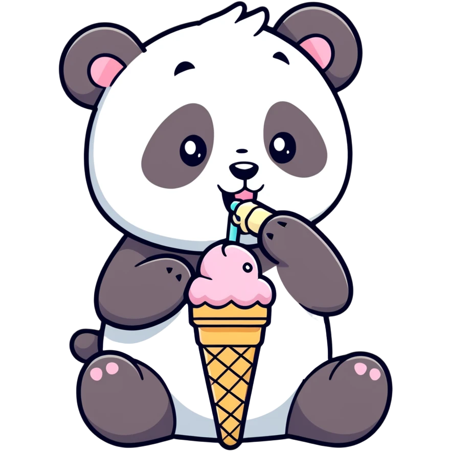 Panda eating ice cream emoji