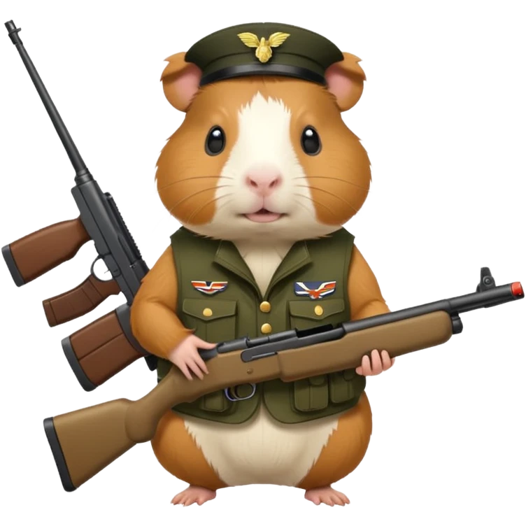 guinea pig in a military vest, holding a rifle, no hat emoji