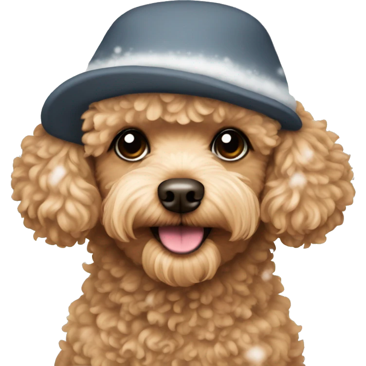 Apricot Toy poodle with snow hat emoji