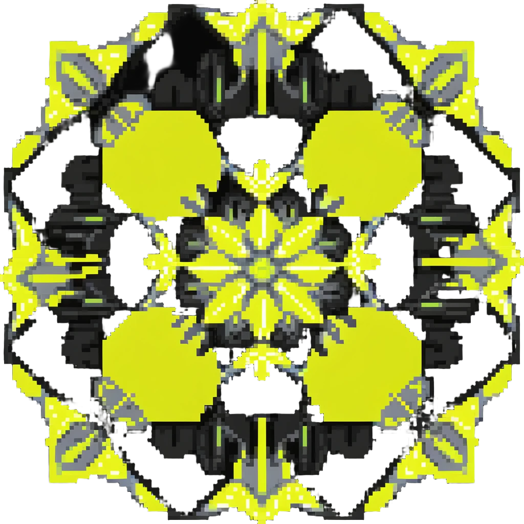 kaleidoscope effect in black, white, and neon yellow emoji