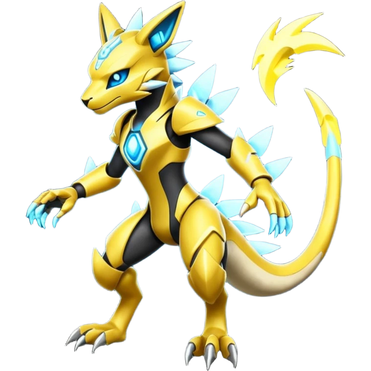 Modern Cyber Lombax-Zeraora-Fakémon-creature, full body emoji