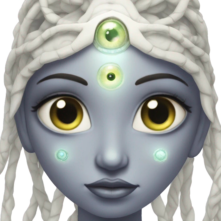 Ethereal alien goddess with cyborg eye emoji