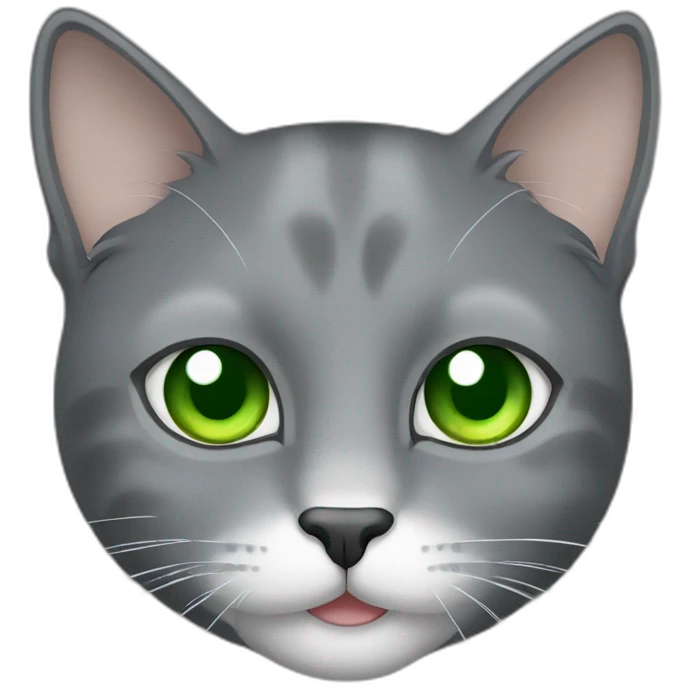 Gray cat with white mouth and green eyes emoji