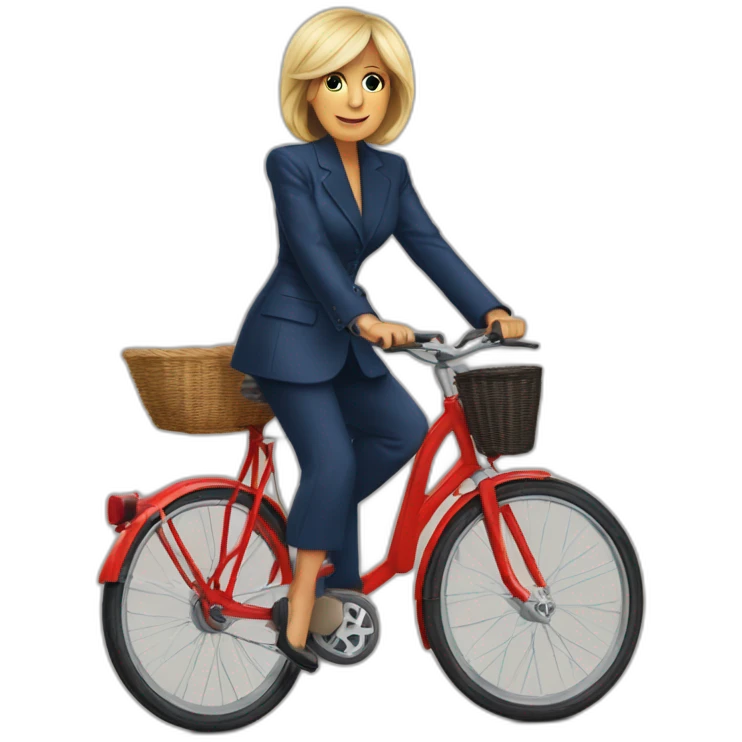 Brigitte Macron sur un vélo emoji