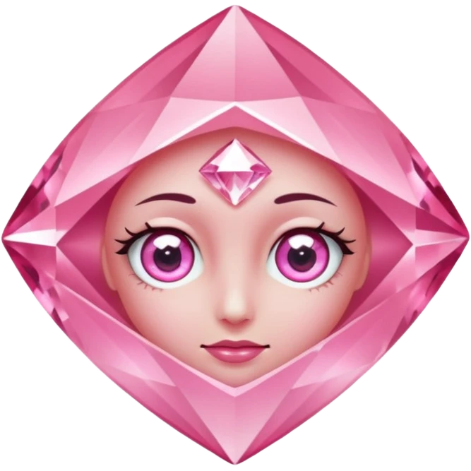 pink diamond with eyes, no nose, shiny and beautiful emoji
