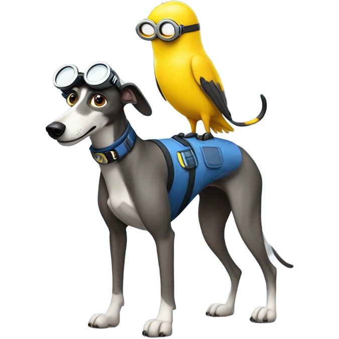 greyhound with minion emoji