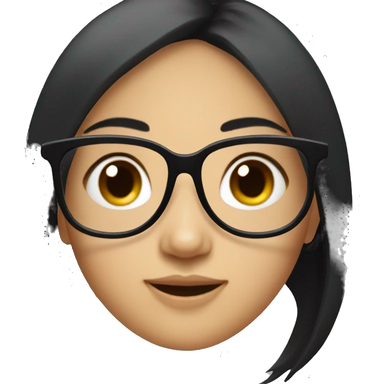 Black hair asian girl with black rectangle glasses emoji