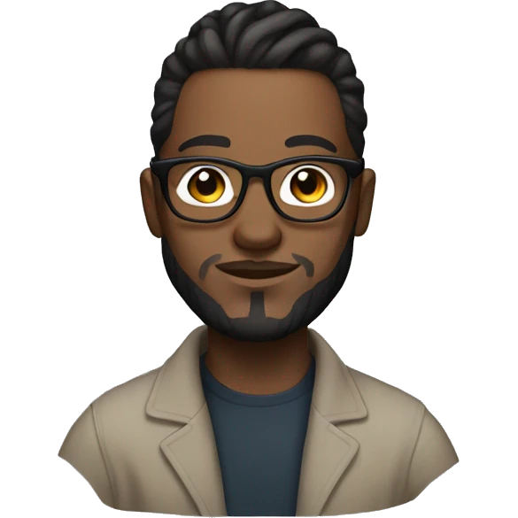 Designer with man bun and glasses dark hair light skin emoji